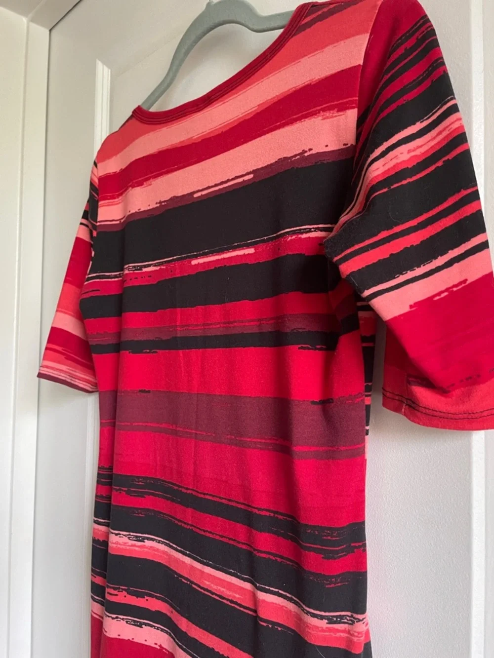 2 for $18 LuLaRoe Julia Red and Black Striped Midi Dress vamp